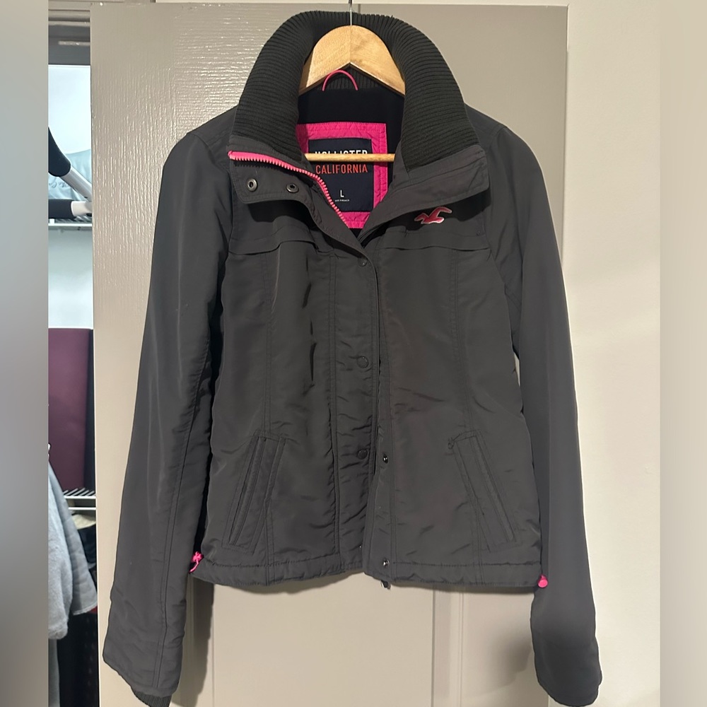 Hollister Black Jacket with Pink Accents